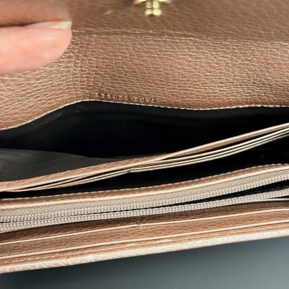 Gucci Ladies Bar Continental Wallet GG Supreme Rose Gold Leather WOC Chain Box - Picture 15 of 16